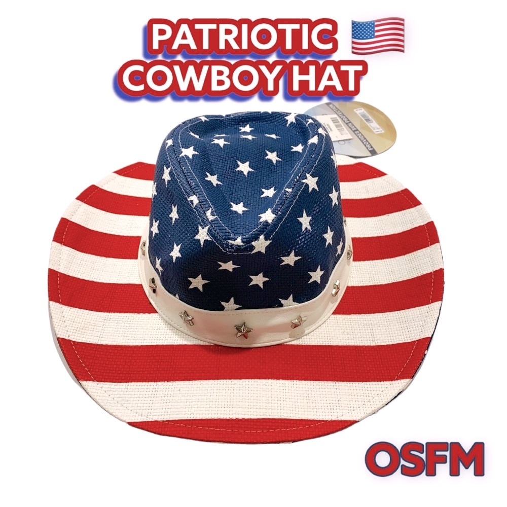 PATRIOTIC COWBOY HAT Star Studded Hatband by OCEAN +COAST SUN WEAR. OSFM! NEW!